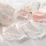 شورت زنانه عروسکی کبریتی نخی صورتی طرح خرگوش پک پنج تایی - تصویر 3
