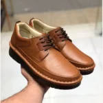 کفش کلارک مردانه چرم طبیعی عسلی طبی راحت