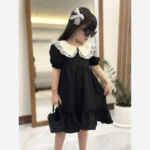 ست 4 تیکه دخترانه پیراهن لنین به همراه کیف و 2 گیره مو سایز 2 تا 8 سال - تصویر 2
