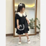ست 4 تیکه دخترانه پیراهن لنین به همراه کیف و 2 گیره مو سایز 2 تا 8 سال
