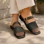 صندل دمپایی زنانه مدل ونوس طبی و راحت رنگ مشکی و خاکستری - تصویر 4