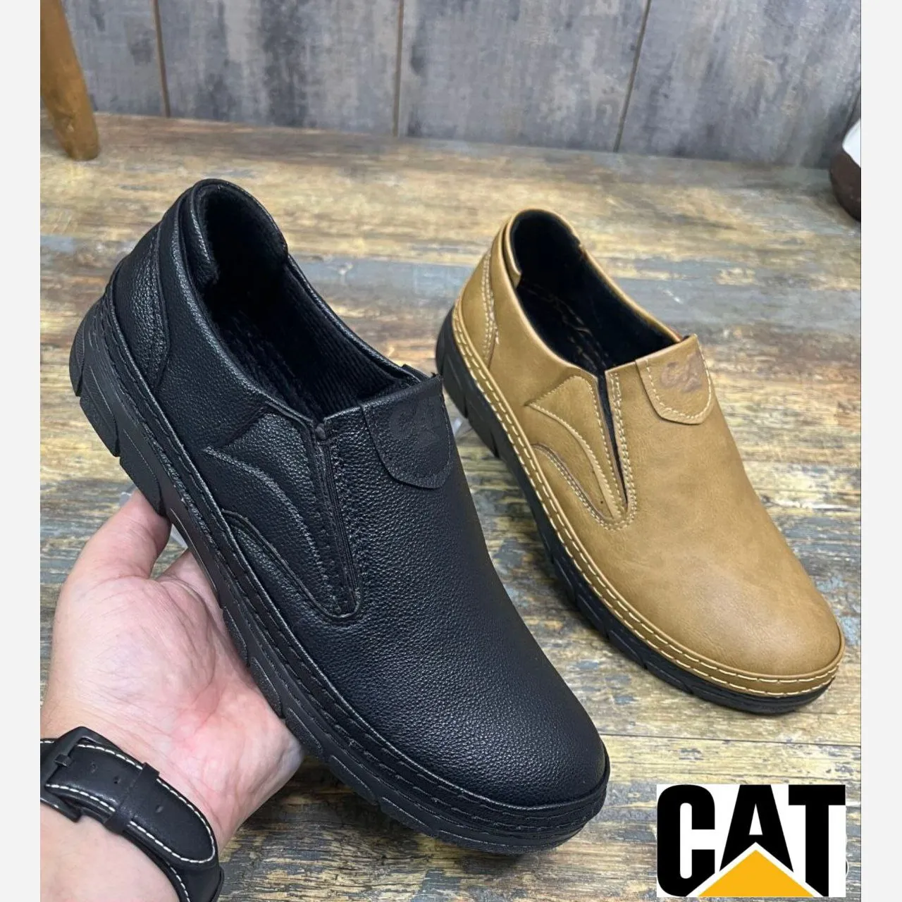 a6ac59b7-25c8-475d-8180-4e6c9b39863b.webp کفش طبی مردانه مدل CAT چرم دوردوخت با زیره پلیمری بادوام و سبک - تصویر 1