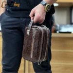 کیف دستی و دوشی چرم طبیعی گاوی دو خانه مدل شوزبگ - تصویر 2
