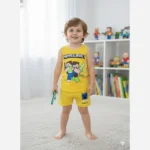 ست رکابی و شورت پسرانه طرح ماینکرافت جنس نخ پنبه بچگانه سایز 3 تا 10 سال