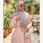 روسری نخ کاستوم طرح نازلی قواره بزرگ دور چرخ دوز مزونی