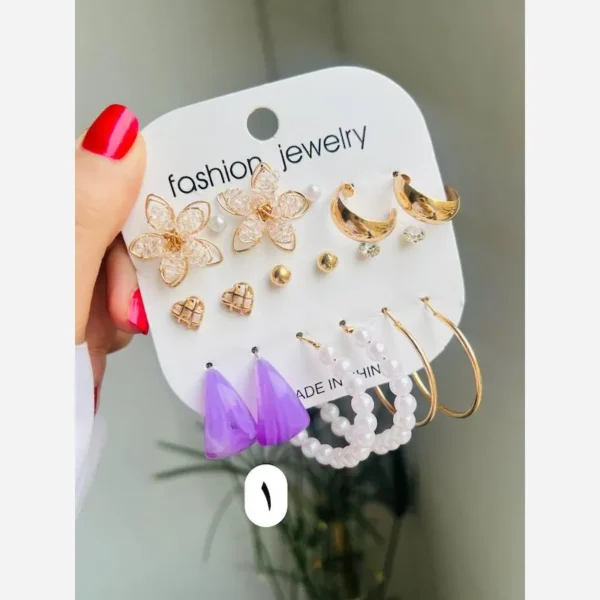 پک اقتصادی گوشواره مدل قلب 9 عددی - تصویر 2