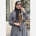 روسری نخی کاستوم سیتو طرح رزین 3 قواره 110 سفید سرخابی مشکی طلایی - تصویر 15