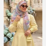 روسری نخ کاستوم طرح نازلی قواره بزرگ دور چرخ دوز مزونی - تصویر 10