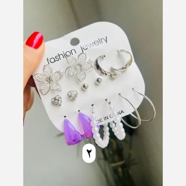 پک اقتصادی گوشواره مدل قلب 9 عددی - تصویر 3