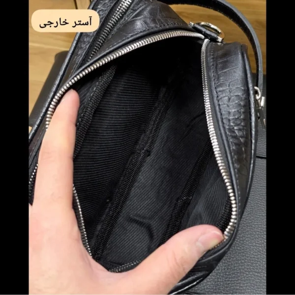 کیف دستی و دوشی چرم طبیعی گاوی دو خانه مدل شوزبگ - تصویر 19