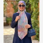 روسری نخ کاستوم طرح نازلی قواره بزرگ دور چرخ دوز مزونی - تصویر 9