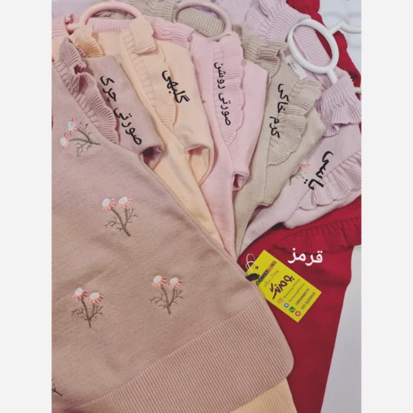 بلوز پاییزه دخترانه تونیک بافت طرح گلدار سایز 2 تا 6 سال - تصویر 8