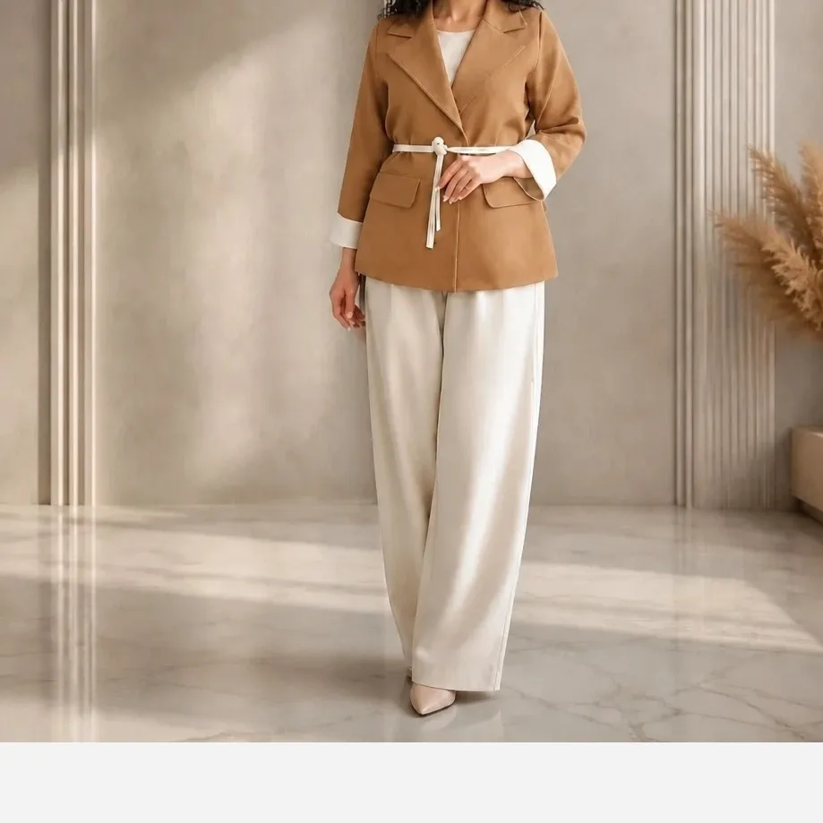 f9e845a0-b0ce-4b71-aa9c-85b5afe8d8dd کت شلوار زنانه جنس مازراتی مدل ستایش سایز 1 و 2 رنگ بندی متنوع - تصویر 1
